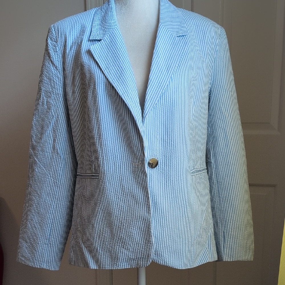 Powder Blue Textured Suit Jacket with Notched Lapels